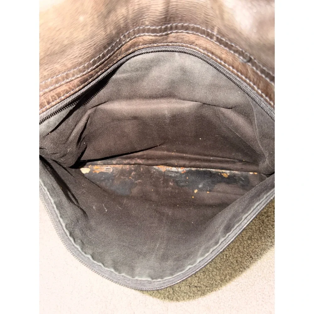 Fossil Messenger Bag Mens Large Brown Leather Distressed Vintage Crossbody Work